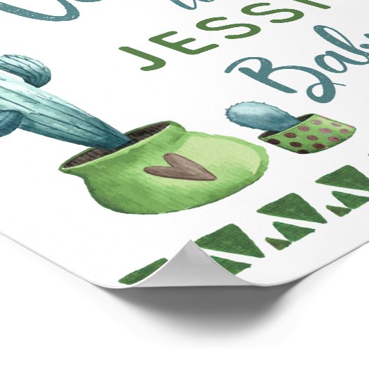 Cactus Baby shower welkomstteken Poster (Hoek)