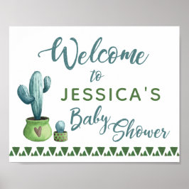 Cactus Baby shower welkomstteken Poster