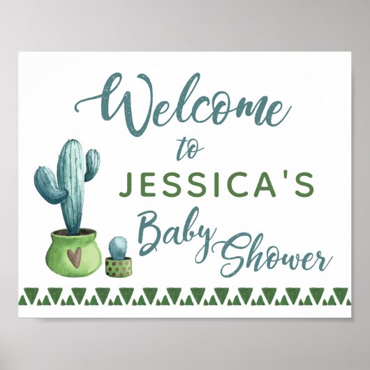 Cactus Baby shower welkomstteken Poster (Voorkant)
