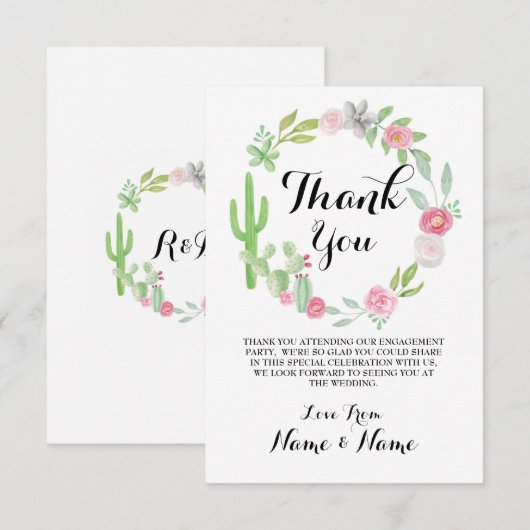 Cactus Bedankt voor de kaarten met het grote feest (Voorkant / Achterkant)