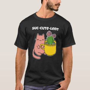 Cactus-beker en knappe kat thee tijd t-shirt