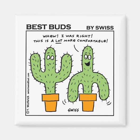 Cactus Best Buds Cartoon Magneet (Voorkant)