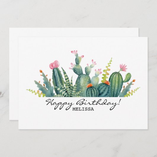 Cactus Birthday Card Kaart (Voorkant / Achterkant)