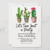 Cactus Birthday Fiesta Party Invitation Kaart (Voorkant)