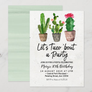 Cactus Birthday Fiesta Party Invitation Kaart