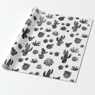 Cactus Black and White Wrapping Paper Cadeaupapier