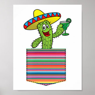 Cactus Blanket Pocket Serape Margarita Fiesta Part Poster