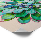 Cactus Blauw en Roze | Poster (Hoek)