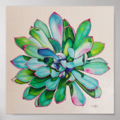 Cactus Blauw en Roze | Poster (Voorkant)