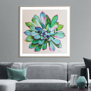 Cactus Blauw en Roze   Poster