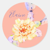 Cactus bloeien woestijnbloem waterverf perzik paar ronde sticker (Voorkant)