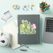 Cactus Bloeiende Tuin Aquarel Zuidwestelijke Woest Sticker (iPad Cover)