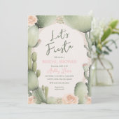 Cactus Bloem Boho Woestijn Fiesta douche Kaart (Staand voorkant)