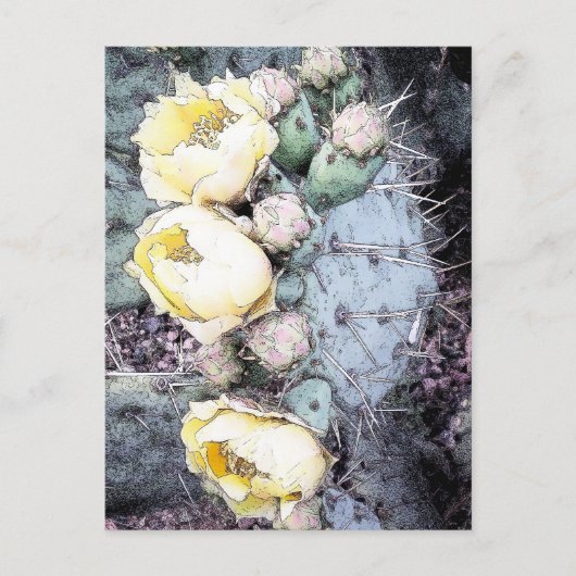 Cactus Bloem Digitale Inkt Briefkaart (Voorkant)