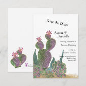 Cactus Bloem Flat Save The Date Kaart (Voorkant / Achterkant)
