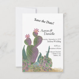 Cactus Bloem Flat Save The Date Kaart