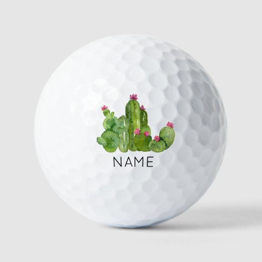 Cactus Bloem Kunst NAAM Woestijn Zuidwest Plezier Golfballen (Voorkant)