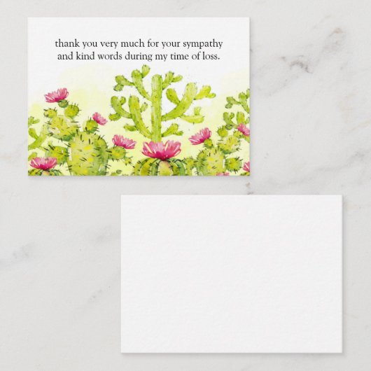 Cactus Bloem Na Begrafenis Dank u Kaarten Notitiekaartje (Voorkant / Achterkant)