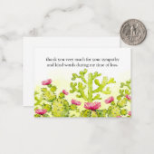 Cactus Bloem Na Begrafenis Dank u Kaarten Notitiekaartje (Voorkant / Achterkant in situ)