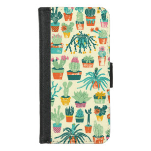 Cactus Bloem Patroon iPhone 8/7 Wallet Case iPhone 8/7 Portemonnee Hoesje
