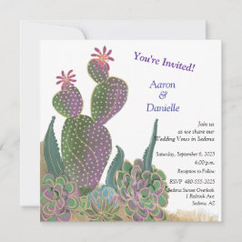 Cactus Bloem Platte Save The Date Kaart