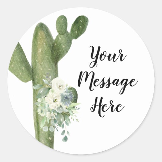 Cactus Bloem Sticker met Tekst (Voorkant)