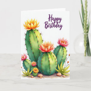 Cactus Bloem Verjaardagskaart Kaart
