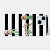 Cactus Bloem Zwart Wit Strepen Case-Mate iPhone Case (Achterkant (horizontaal))