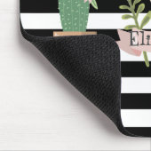 Cactus Bloem Zwart Wit Strepen Muismat (Hoek)