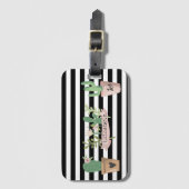 Cactus Bloem Zwart Witte Strepen  Bagagelabel (Voorkant (verticaal))