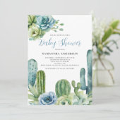 Cactus Bloemen Baby Shower Kaart (Staand voorkant)