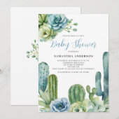 Cactus Bloemen Baby Shower Kaart (Voorkant / Achterkant)