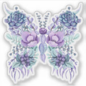 Cactus bloemen & bessen vlinder illustratie sticker (Voorkant)