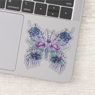 Cactus bloemen & bessen vlinder illustratie sticker