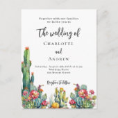 Cactus bloemen bruiloft uitnodiging briefkaart (Voorkant)