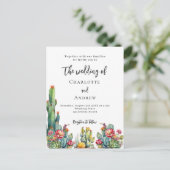 Cactus bloemen bruiloft uitnodiging briefkaart (Staand voorkant)