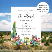 Cactus bloemen budget bruiloft uitnodiging flyer