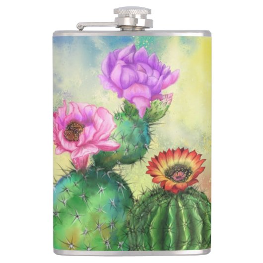 Cactus Bloemen Flask Heupfles (Voorkant)