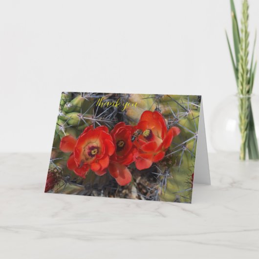Cactus bloemen gevouwen Dank u kaart (Voorkant)