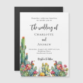 Cactus bloemen luxe bruiloft magnetische uitnodiging (Voorkant / Achterkant)