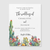 Cactus bloemen luxe bruiloft magnetische uitnodiging (Voorkant)