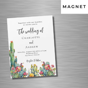Cactus bloemen luxe bruiloft magnetische uitnodiging