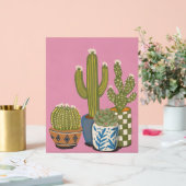 Cactus Bloemen Roze Acryl Bord (Huwelijk)