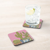 Cactus Bloemen Roze Bier Onderzetter (Rechterzijde)