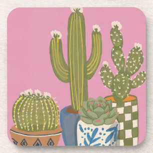 Cactus Bloemen Roze Bier Onderzetter