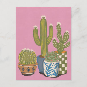 Cactus Bloemen Roze Briefkaart