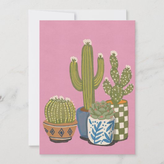 Cactus Bloemen Roze Kaart (Voorkant)