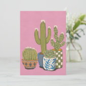 Cactus Bloemen Roze Kaart (Staand voorkant)