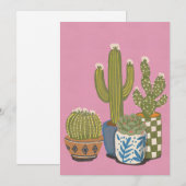 Cactus Bloemen Roze Kaart (Voorkant / Achterkant)