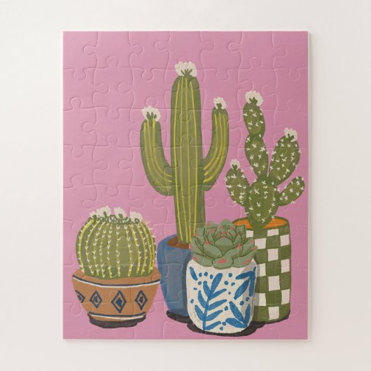 Cactus Bloemen Roze Legpuzzel (Verticaal)